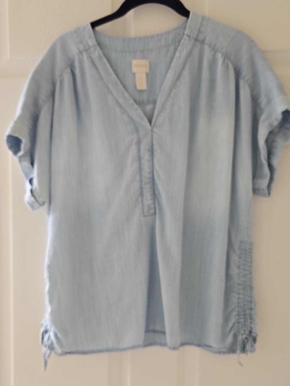 Chico's Pale Blue V-Neck Short Sleeve Tunic